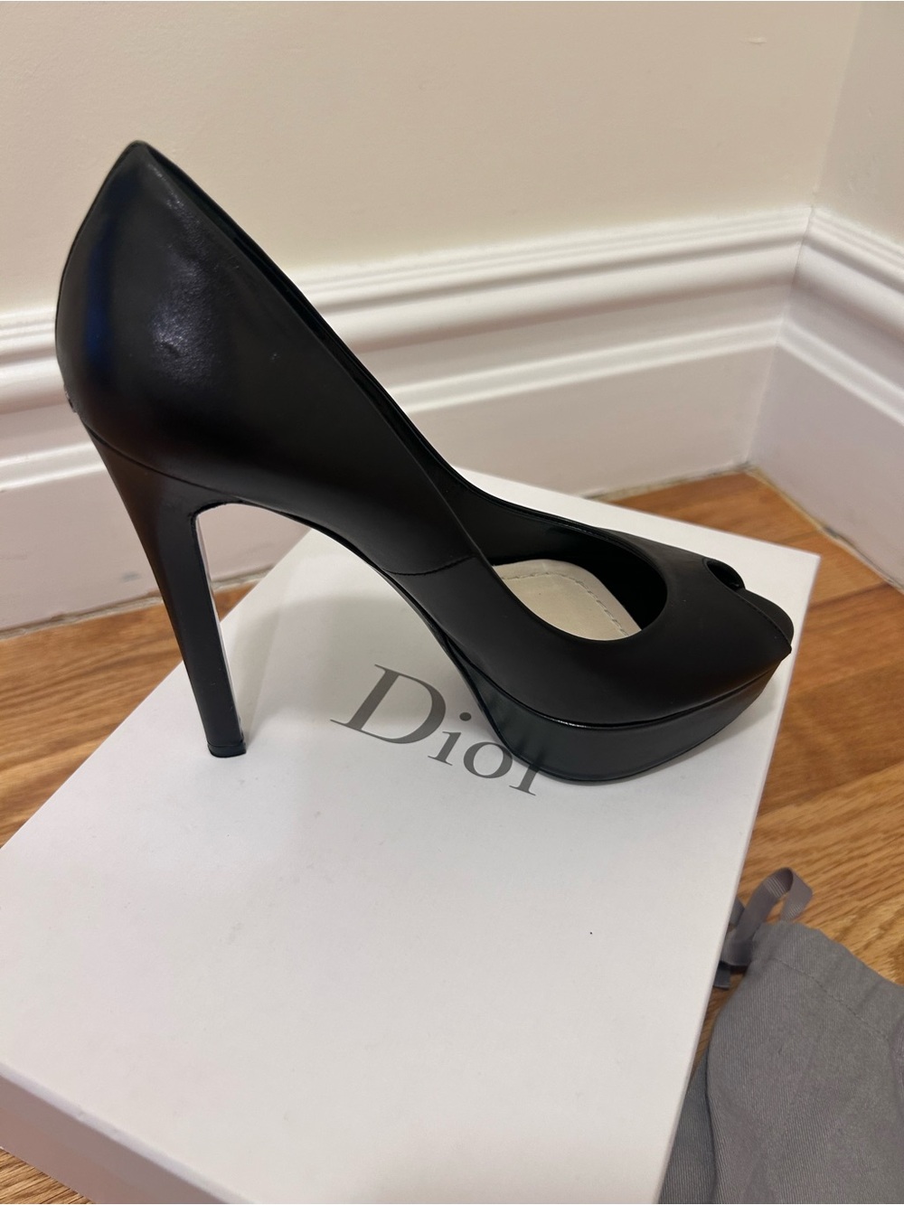 Miss Dior Black Peep-Toe Platform Pump - Women's High Heels size 37 Great cond - Picture 4 of 9